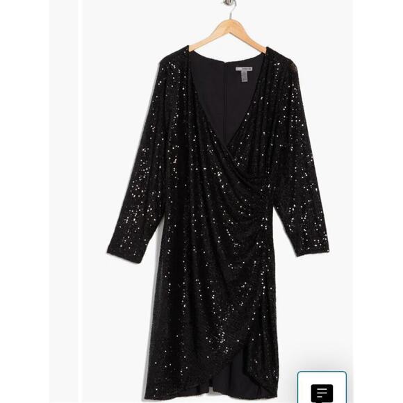 NWT Love by Design Frances Sequin Side Ruched Wrap Mini Dress Size 3X - Picture 7 of 7